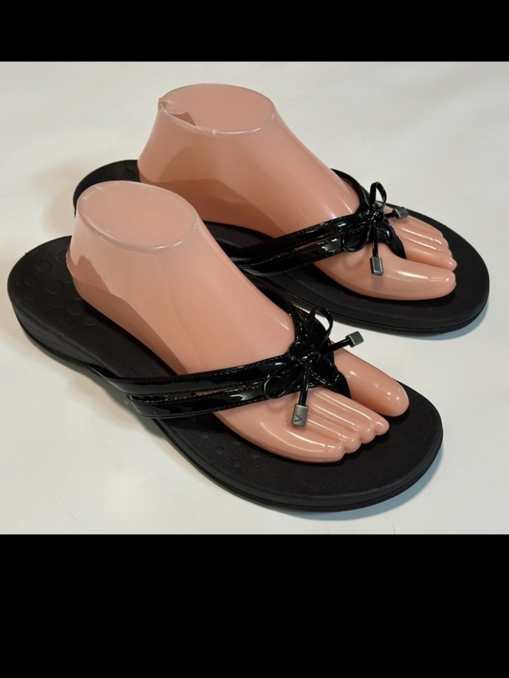 Vionic Cassie Black Bow Orthotic Comfort Thong Sandals Women's Size 11